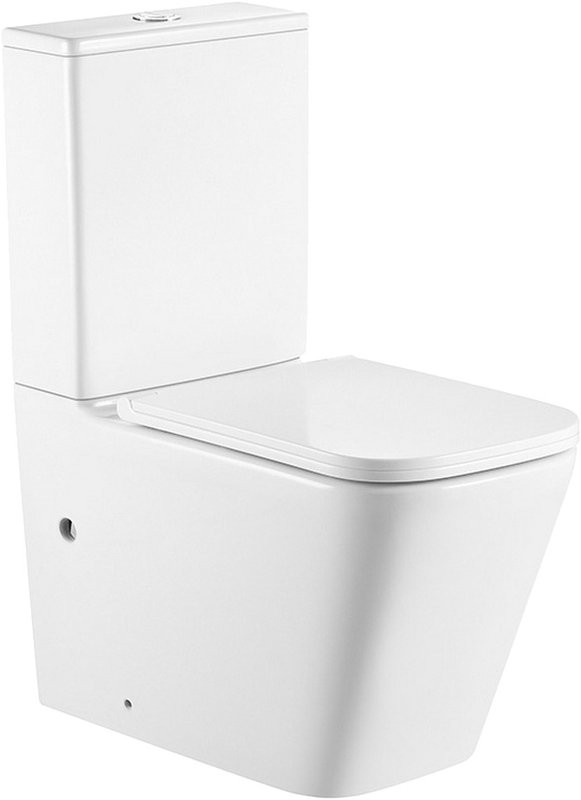 Унитаз-компакт напольный Abber Rechteck AC1210T безободковый, с микролифтом, белый