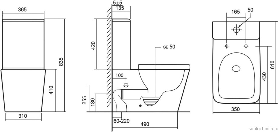 Унитаз-компакт напольный Abber Rechteck AC1210T безободковый, с микролифтом, белый