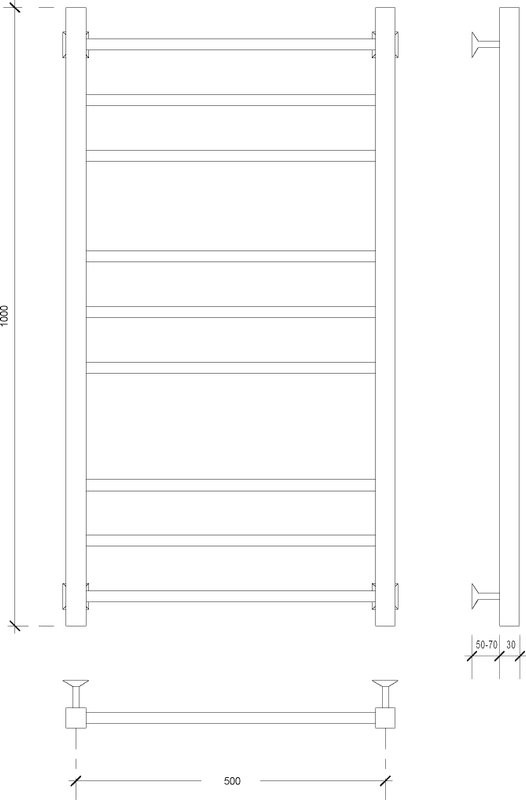 Полотенцесушитель водяной Secado Модена 4603777441517 105x55 см, матовый черный, лесенка