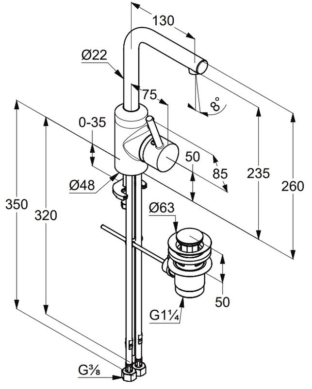 Смеситель для раковины Kludi Bozz 382940576 хром