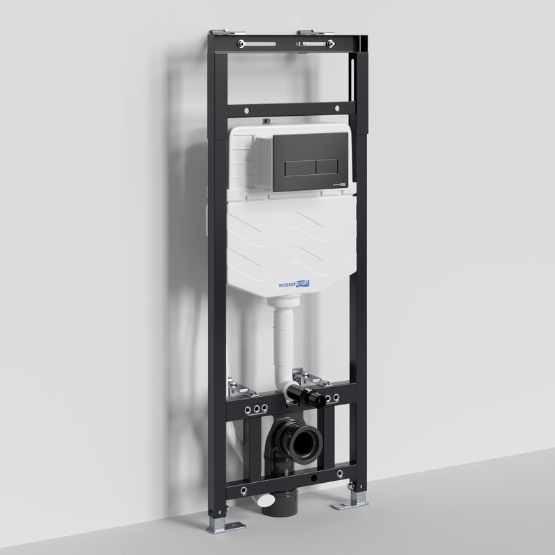 Система инсталляции для унитазов Wasserkraft Alme 15TLT.010.ME.MB03 с кнопкой смыва матовой черной