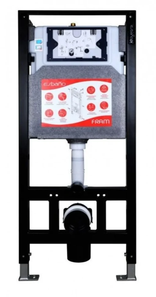 Комплект Унитаз подвесной Esbano Amapola ESUPAMAPBM матовый черный + Инсталляция Fram + Кнопка ESINLPS10SC