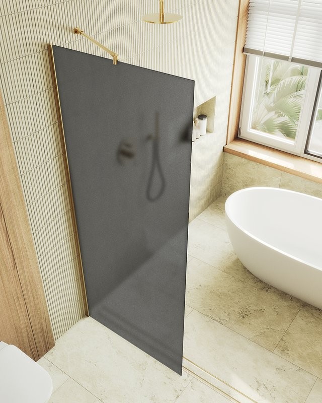 Душевая перегородка Maybahglass MGD-1356-3ш 99 см, профиль золото, стекло графит матовое