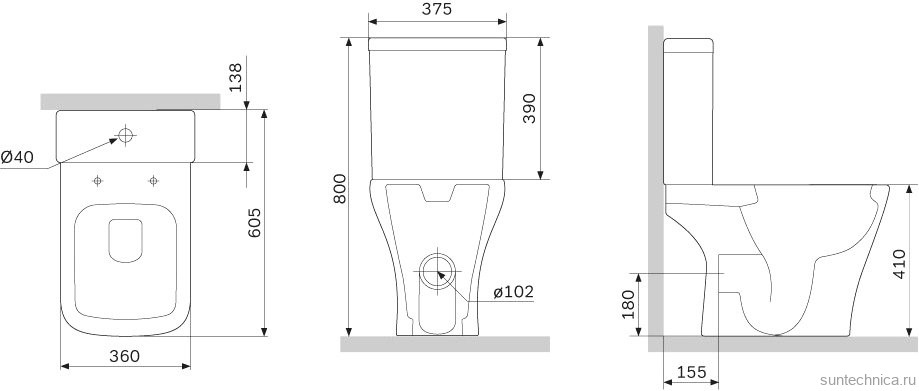 Унитаз-компакт напольный AM.PM Gem C908601SC