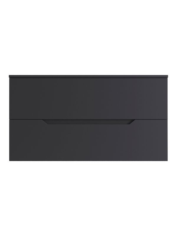 Мебель для ванной комнаты Orange Line 100 подвесная, 2 ящика, матовый графит с раковиной B03-600W