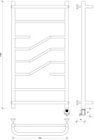 Полотенцесушитель электрический Secado Риволи СП 105x55 см, подключение справа, глянцевый хром, лесенка