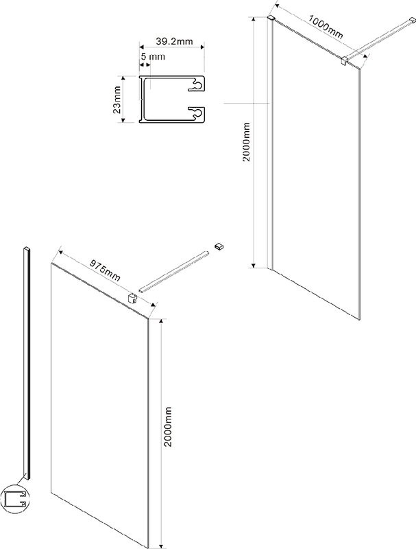 Душевая перегородка Vincea Walk-in VSW-1H100CLB 100 см, профиль матовый чёрный, стекло прозрачное