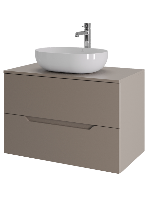 Тумба с раковиной Orange Line 80 подвесная, 2 ящика, матовый латте с раковиной B05-480W