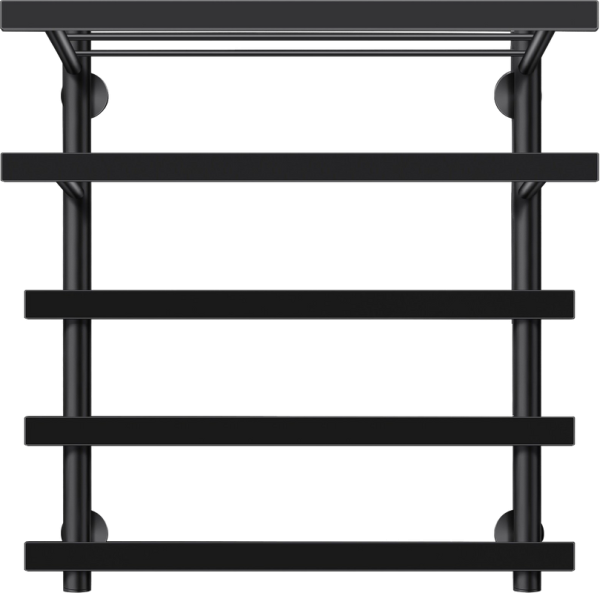 Полотенцесушитель электрический Secado Понтида 7 СП, R 60x60 см, подключение справа, матовый черный, лесенка, с полкой