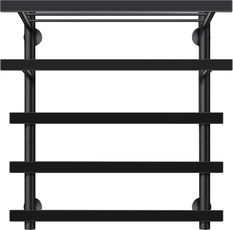 Полотенцесушитель электрический Secado Понтида 7 СП, R 60x60 см, подключение справа, матовый черный, лесенка, с полкой