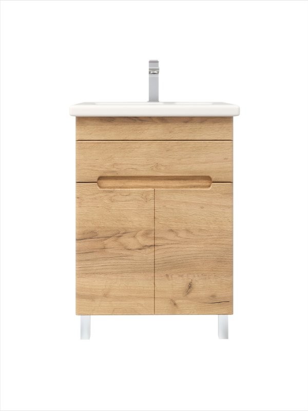 Тумба под раковину без столешницы SanStar Модена 50 напольная, дуб крафт золотой