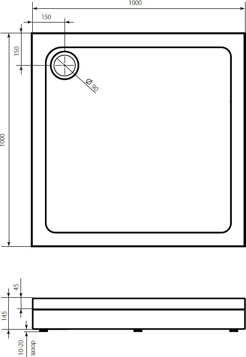 Поддон для душа Bas Форум 100x100