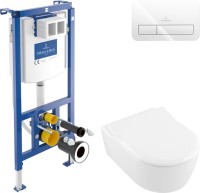 Комплект  Унитаз подвесной Villeroy & Boch Avento 5656RS01 альпийский белый, безободковый + Система инсталляции для унитазов Villeroy & Boch 92242700