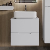 Тумба с раковиной Orange Line 60 подвесная, 2 ящика, матовая белая с раковиной B05-500W