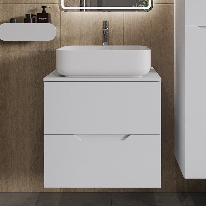 Тумба с раковиной Orange Line 60 подвесная, 2 ящика, матовая белая с раковиной B05-500W