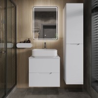 Тумба с раковиной Orange Line 60 подвесная, 2 ящика, матовая белая с раковиной B05-500W