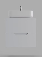 Тумба с раковиной Orange Line 60 подвесная, 2 ящика, матовая белая с раковиной B05-500W