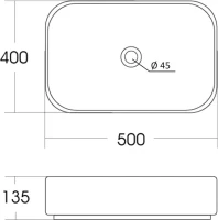 Тумба с раковиной Orange Line 60 подвесная, 2 ящика, матовая белая с раковиной B05-500W