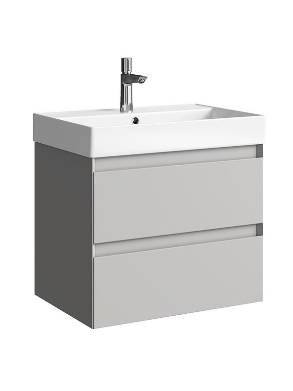 Тумба с раковиной Aqwella 5 stars Geometria 65 подвесная, 2 ящика, серый туман
