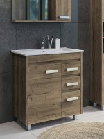 Тумба с раковиной Comforty Марио 75 напольная, темный дуб