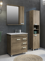 Тумба с раковиной Comforty Марио 75 напольная, темный дуб