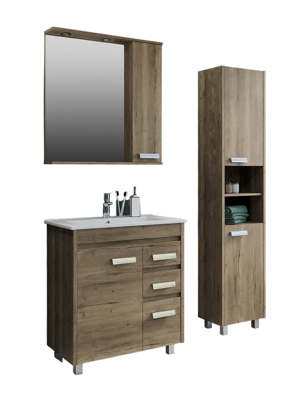 Тумба с раковиной Comforty Марио 75 напольная, темный дуб