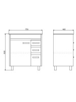 Тумба с раковиной Comforty Марио 75 напольная, темный дуб
