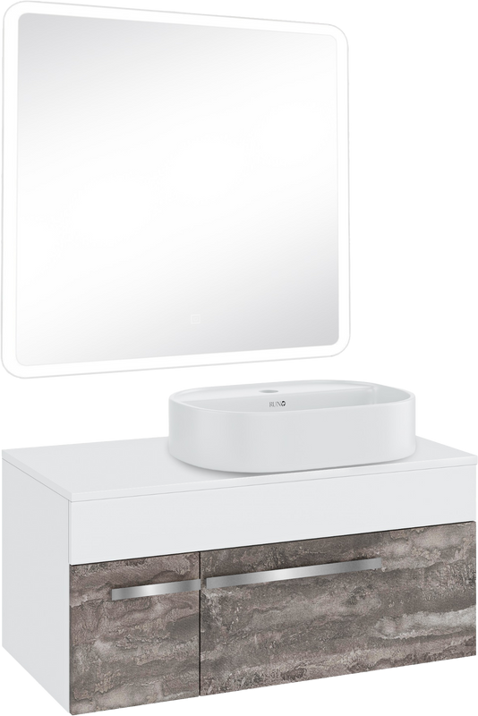 Мебель для ванной комнаты Runo Вудлайн 85 железный камень, раковина Nuovo 50