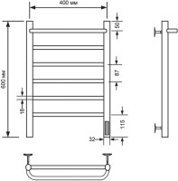 Полотенцесушитель электрический Comfysan Capri EC-6 60х40 60x45 см, подключение справа, слева, хром, лесенка, из стали