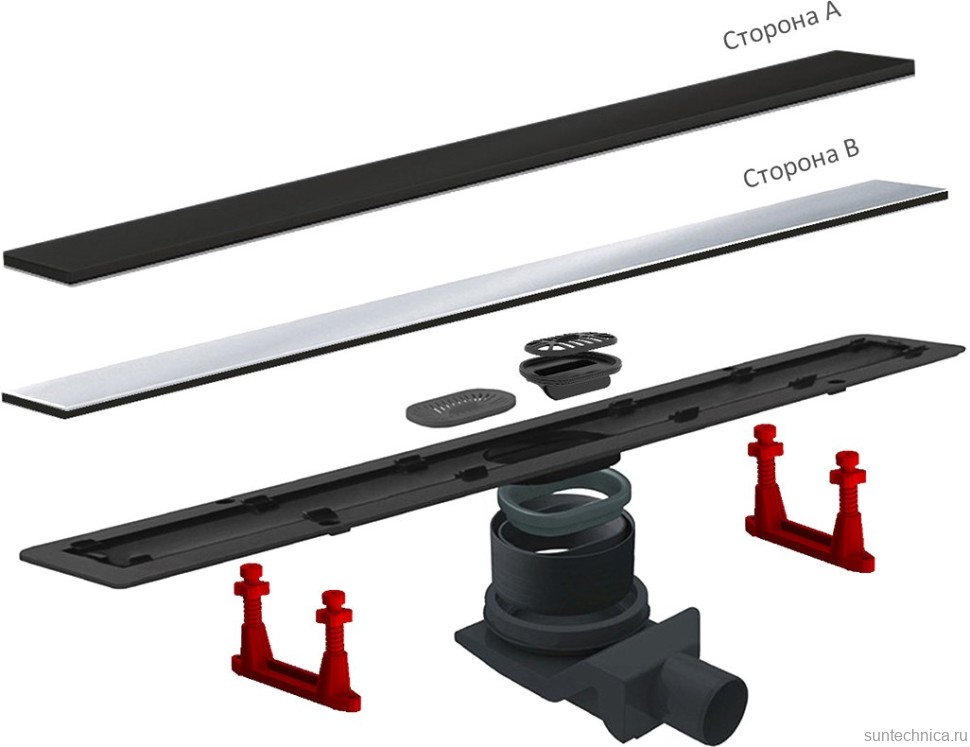 Душевой трап (лоток) Pestan Confluo Frameless Line 450 black glass
