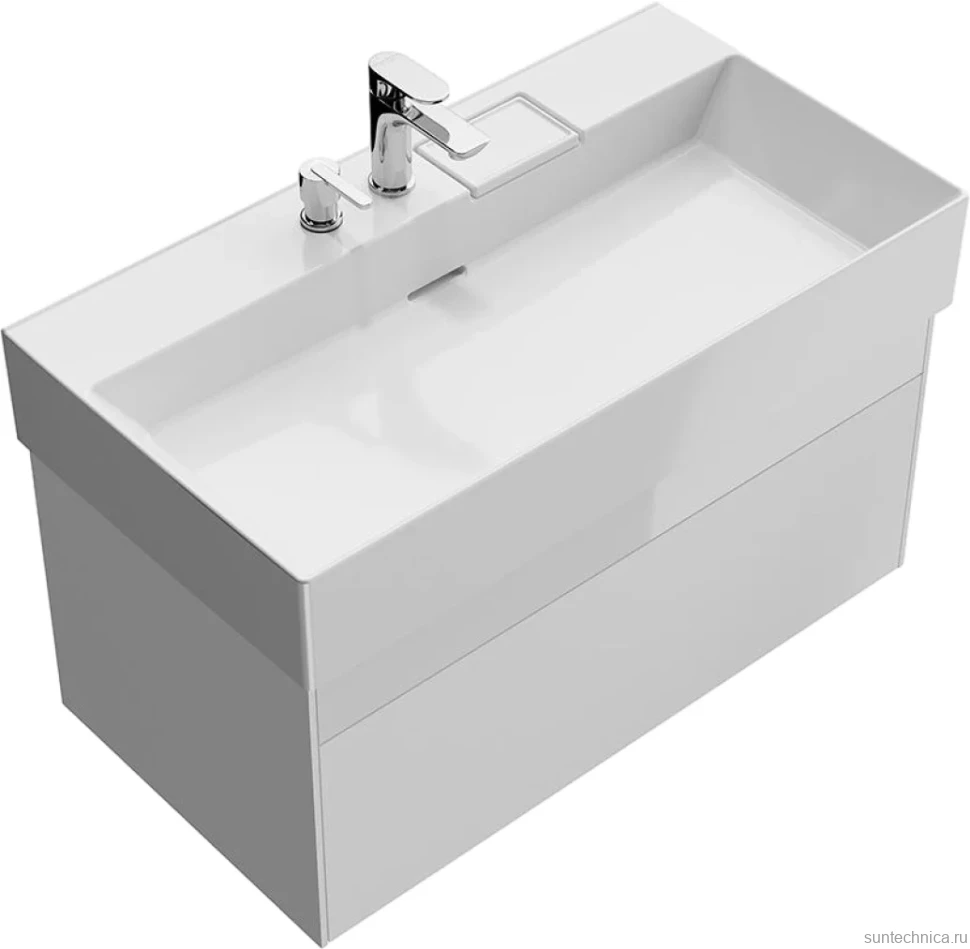 Тумба с раковиной KERAMA MARAZZI Logica 90 подвесная, белоснежная, с отверстием под дозатор