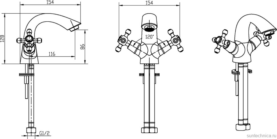Смеситель для раковины Boheme Royal Cristal 291