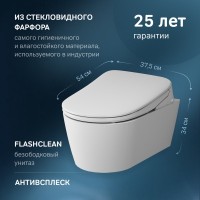 Умный унитаз подвесной AM.PM Func C8F1702SC безободковый, с микролифтом