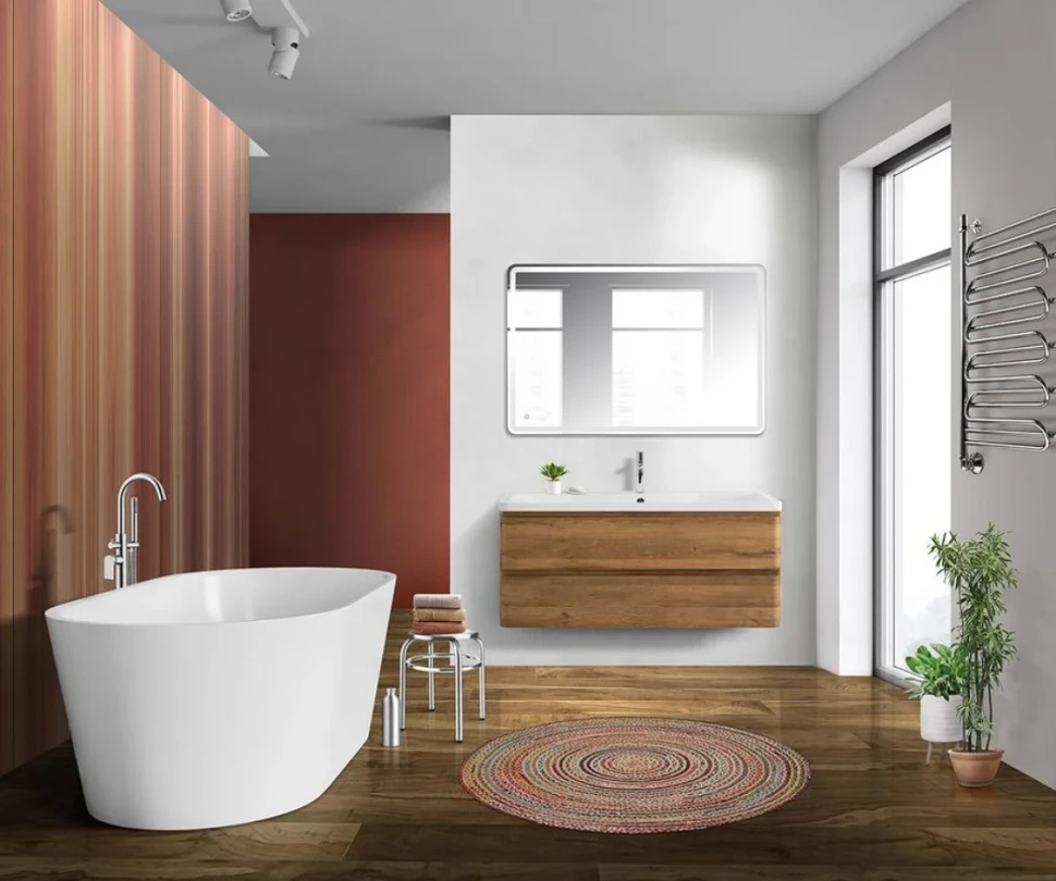 Тумба с раковиной BelBagno Albano 120 подвесная, rovere rustico, белая глянцевая раковина