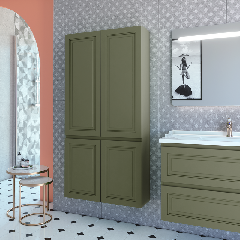 Шкаф-пенал для ванной Caprigo Wales Смальти 80 олива