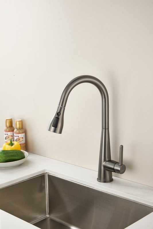 Смеситель для кухни BELZ B816 B74816-3 оружейная сталь