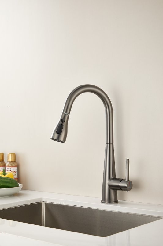 Смеситель для кухни BELZ B816 B74816-3 оружейная сталь