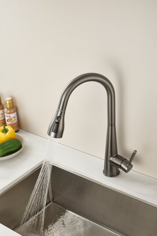 Смеситель для кухни BELZ B816 B74816-3 оружейная сталь