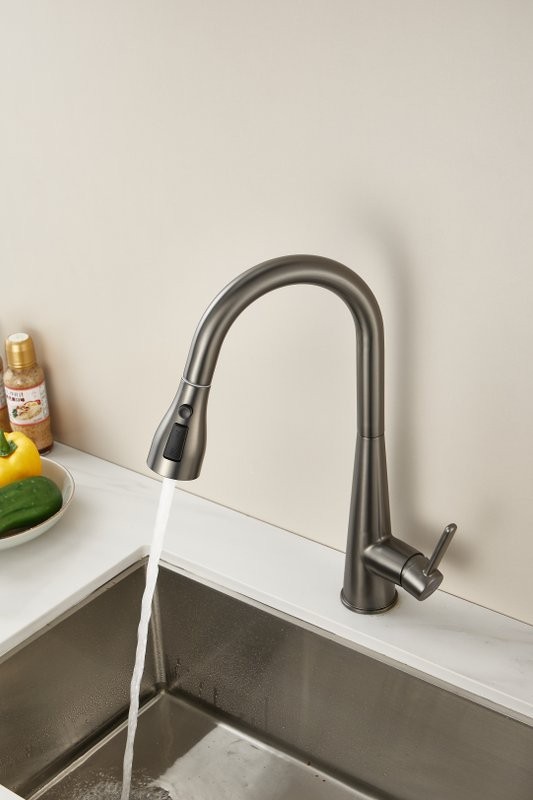 Смеситель для кухни BELZ B816 B74816-3 оружейная сталь