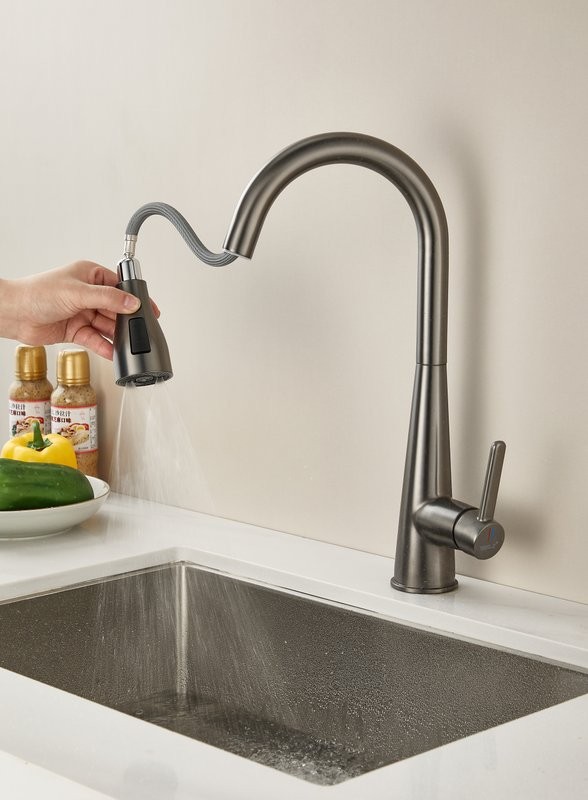 Смеситель для кухни BELZ B816 B74816-3 оружейная сталь