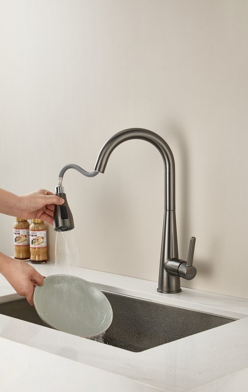 Смеситель для кухни BELZ B816 B74816-3 оружейная сталь