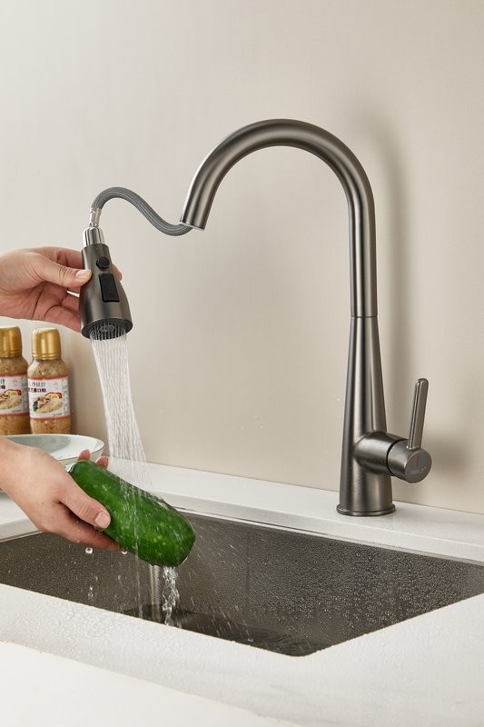 Смеситель для кухни BELZ B816 B74816-3 оружейная сталь