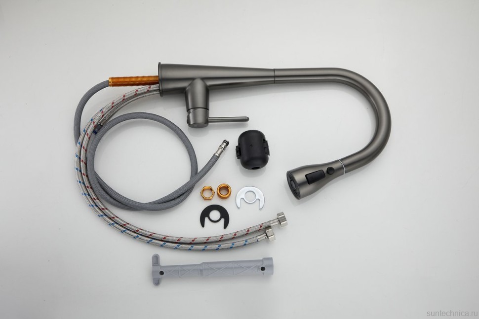 Смеситель для кухни BELZ B816 B74816-3 оружейная сталь