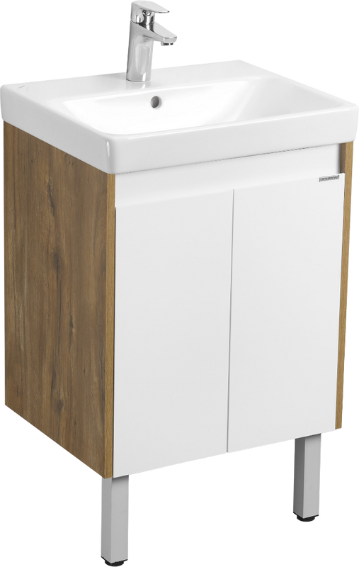 Тумба под раковину AQUATON Сканди 55 белая глянцевая, дуб рустикальный