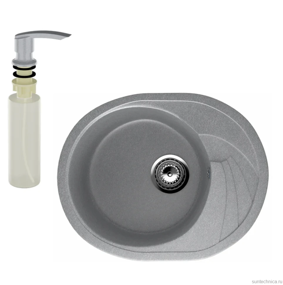 Мойка кухонная Ulgran U-403 342 графитовая + дозатор U-02 графит