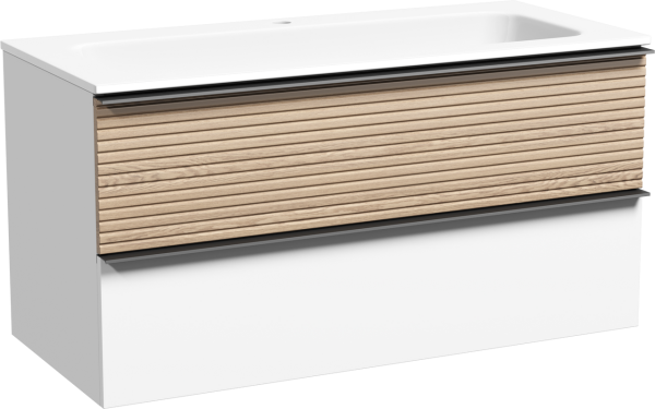 Тумба под раковину Sancos Delta 100 дуб светлый, белый