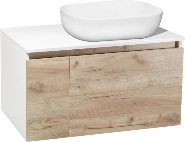 Тумба с раковиной Runo Бари 80 крафтовый дуб, раковина Cuatro 50
