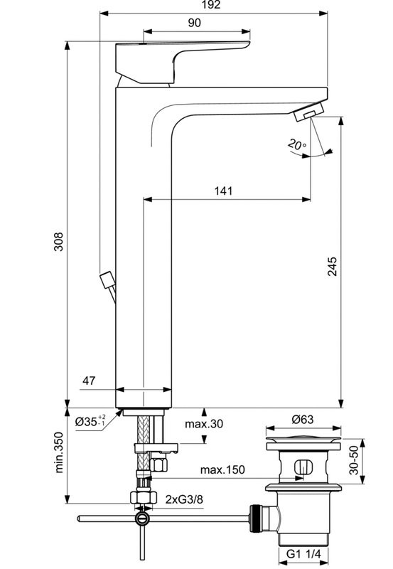 Смеситель для раковины Ideal Standard Ceraplin III Slim BC561AA