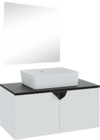 Мебель для ванной комнаты Runo Андорра 85 белая матовая, черная, раковина Tre 50