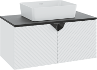 Мебель для ванной комнаты Runo Андорра 85 белая матовая, черная, раковина Tre 50